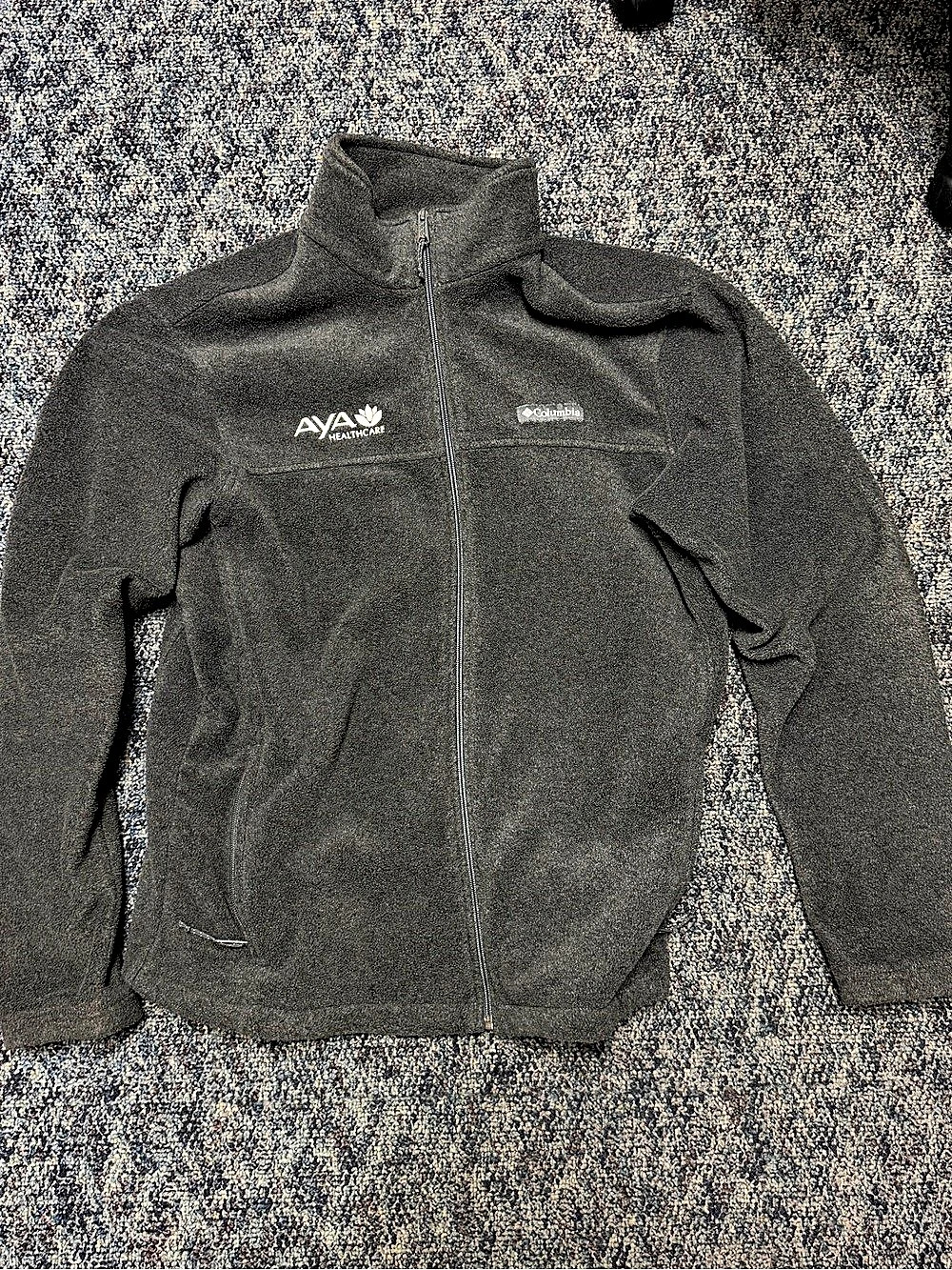 Columbia Men’s grey Fleece Jacket L Regular Full Zip Stand-Up Embroidered Logo